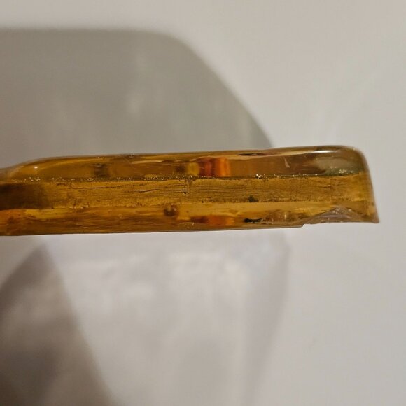 Vtg 1970s Lucite Acrylic Spoon Rest Mushroom & Ladybug With Dried Flowers FLAW - Picture 7 of 11